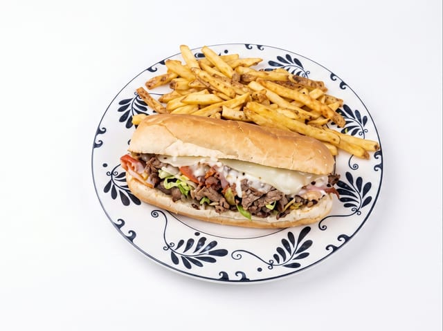 Steak Deluxe Sub (with a bag of chips).
